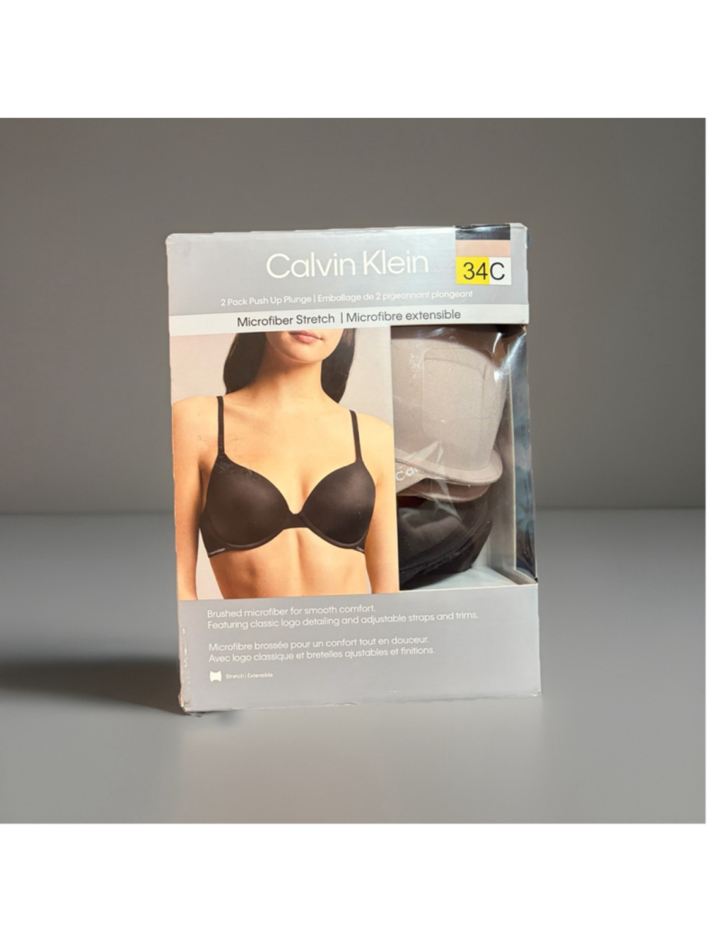 Calvin Klein 34C Plunge Push-Up Bras 2-Pack - Nude & Black